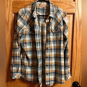 LL Bean Cabin Stretch Plaid Button Down with pockets Size Small
